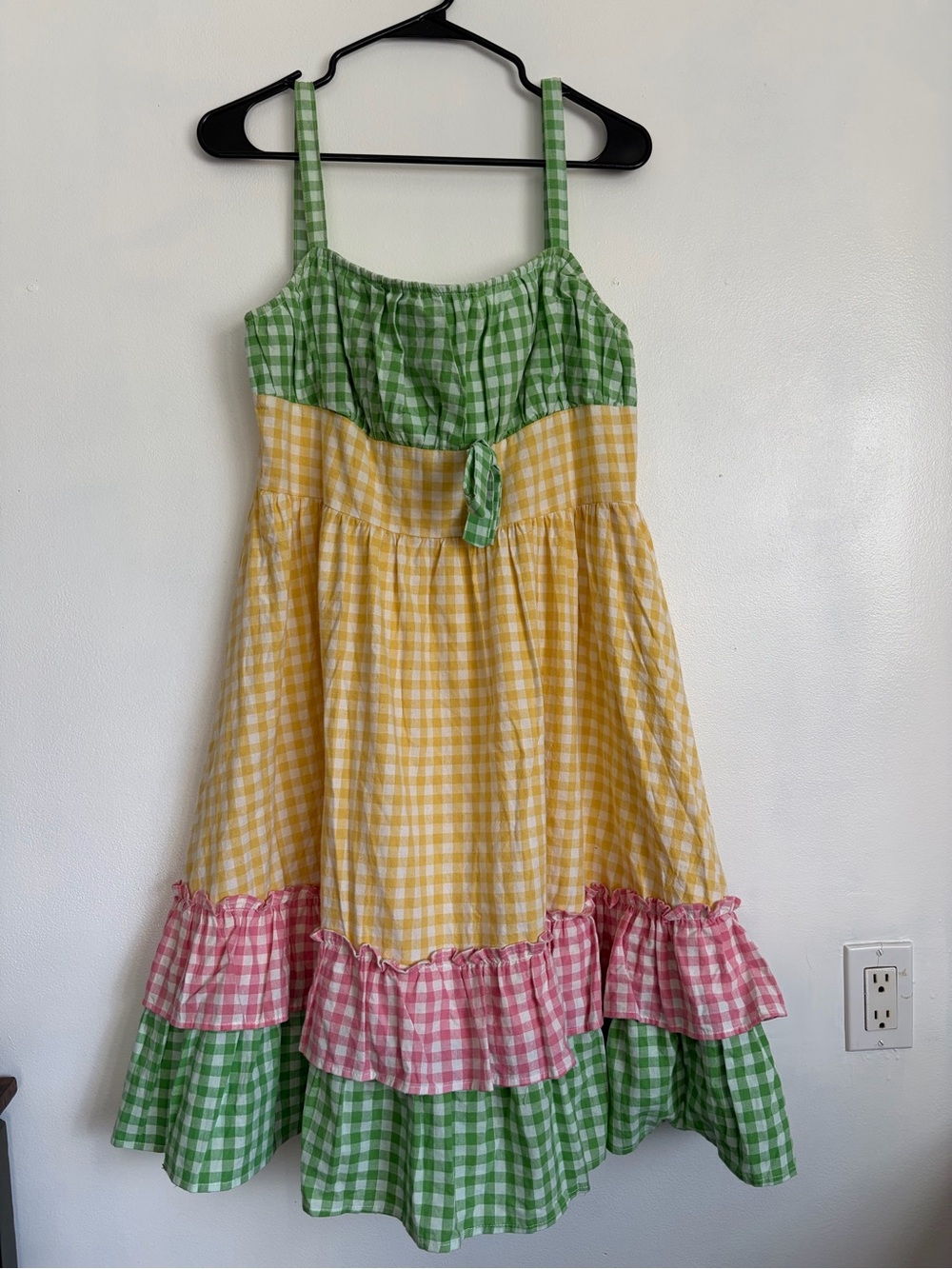Retro Stage MULTICOLOR 1950S PURE COTTON STRAPS PLAID DRESS